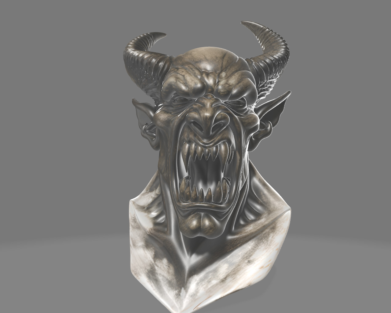 Demonic Creature Stylized Monster Bust 3D print model_4