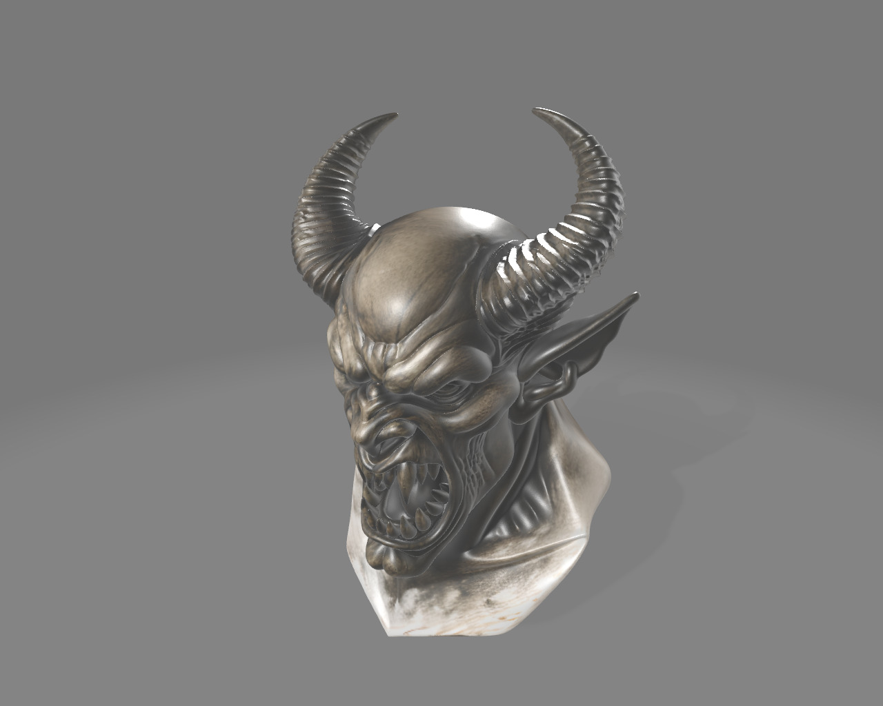 Demonic Creature Stylized Monster Bust 3D print model_1