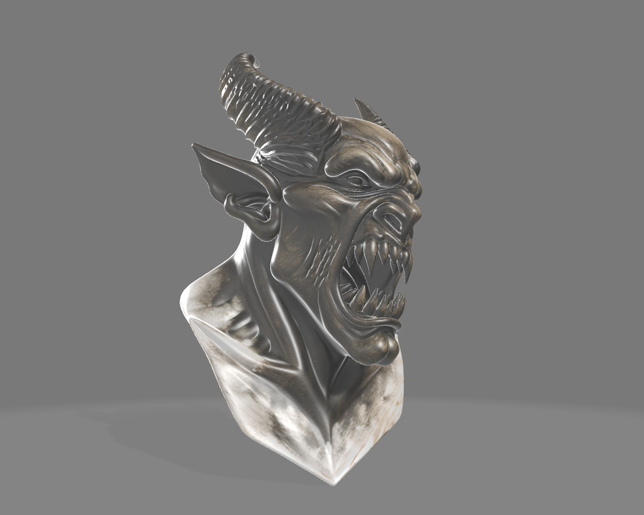 Demonic Creature Stylized Monster Bust 3D print model_5