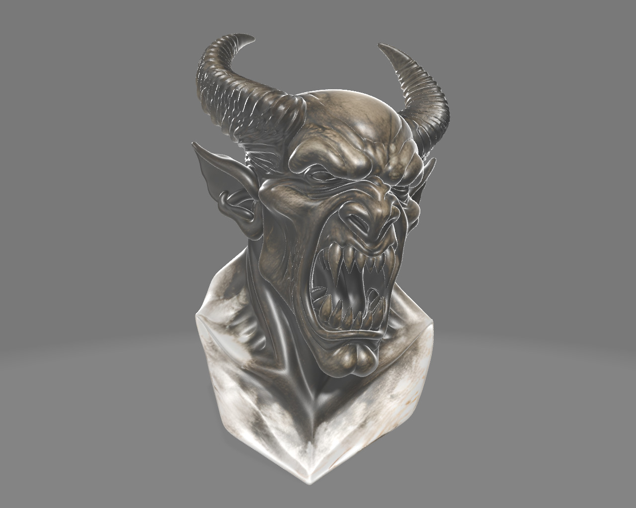 Demonic Creature Stylized Monster Bust 3D print model_6