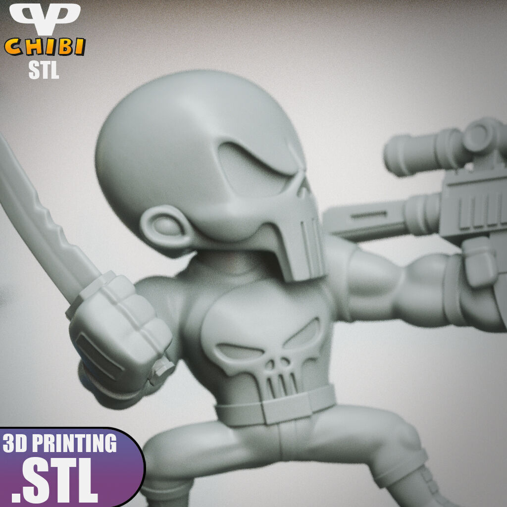 Punisher vs DareDevil Chibi STL for 3D Printing ChibiSTL 3DXM 3D print model_5