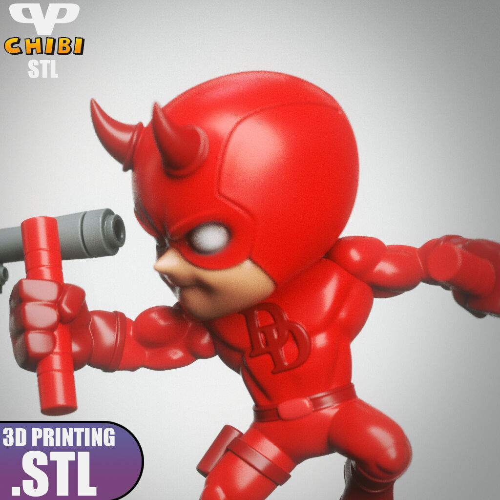Punisher vs DareDevil Chibi STL for 3D Printing ChibiSTL 3DXM 3D print model_2