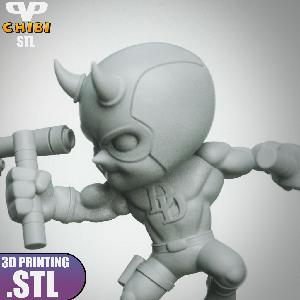 Punisher vs DareDevil Chibi STL for 3D Printing ChibiSTL 3DXM 3D print model_6