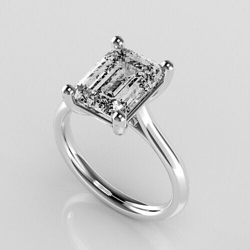 Classic Shoulder Solitaire Ring - Emerald cut - 300 ct points 3D print model