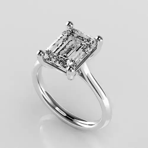 Classic Shoulder Solitaire Ring - Emerald cut - 300 ct points