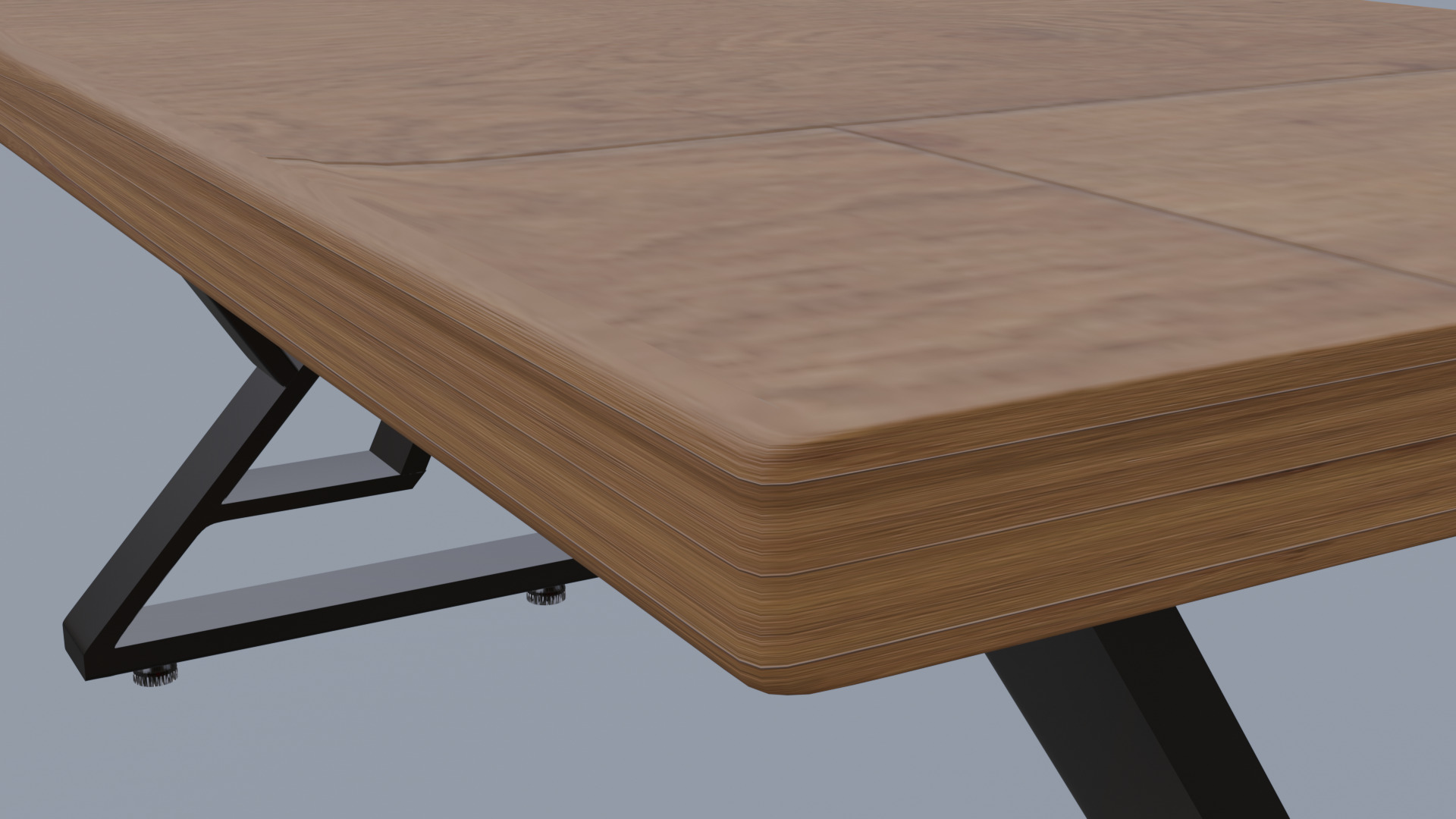 Wooden table with metal legs dining table coffe table 3D model_4