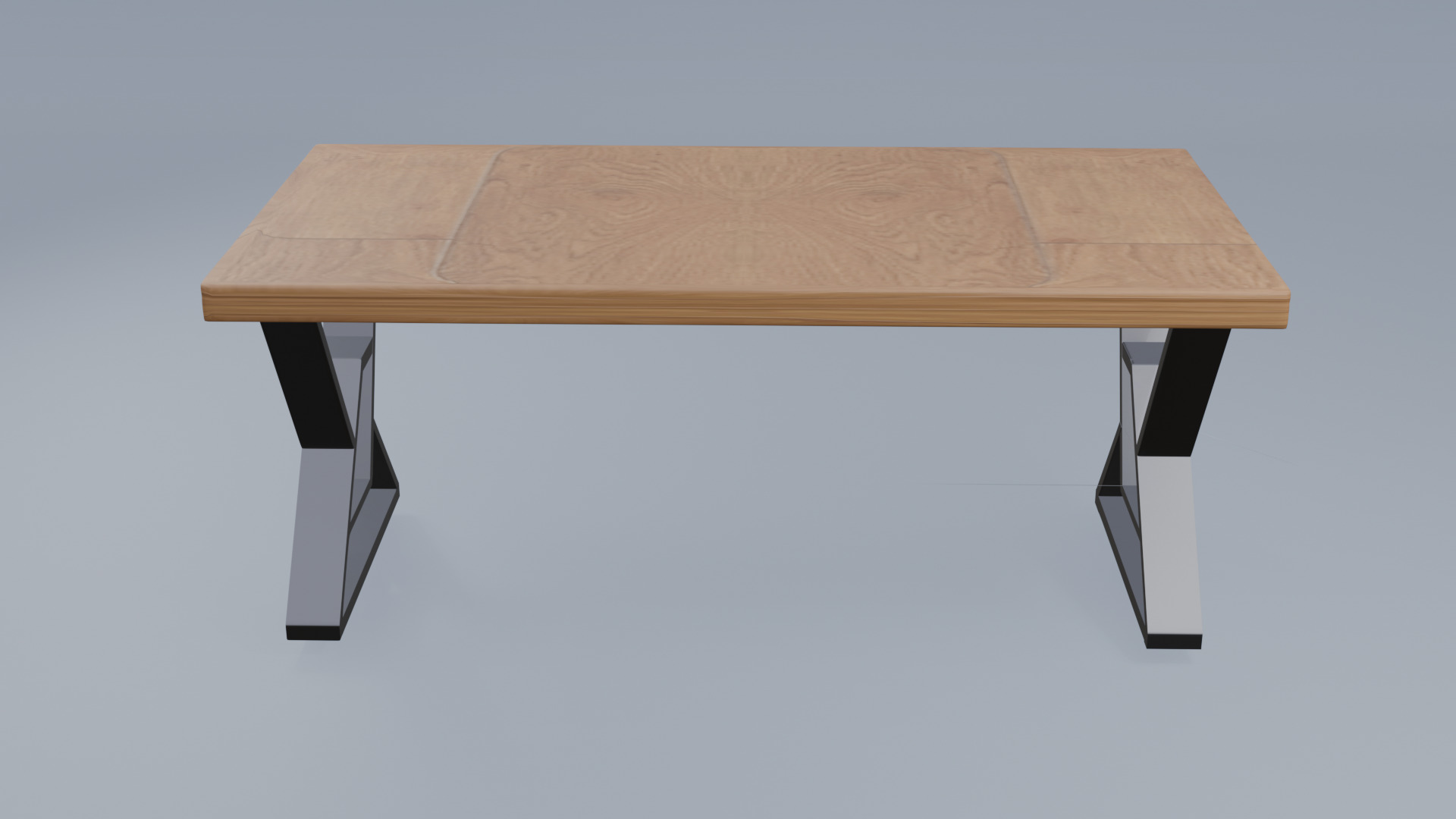 Wooden table with metal legs dining table coffe table 3D model_9