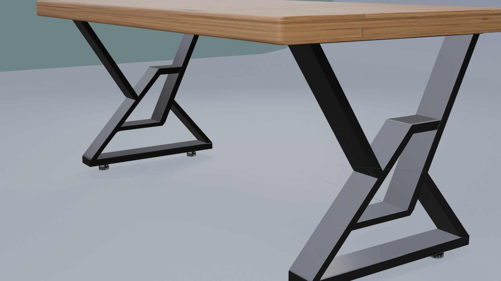 Wooden table with metal legs dining table coffe table 3D model_1