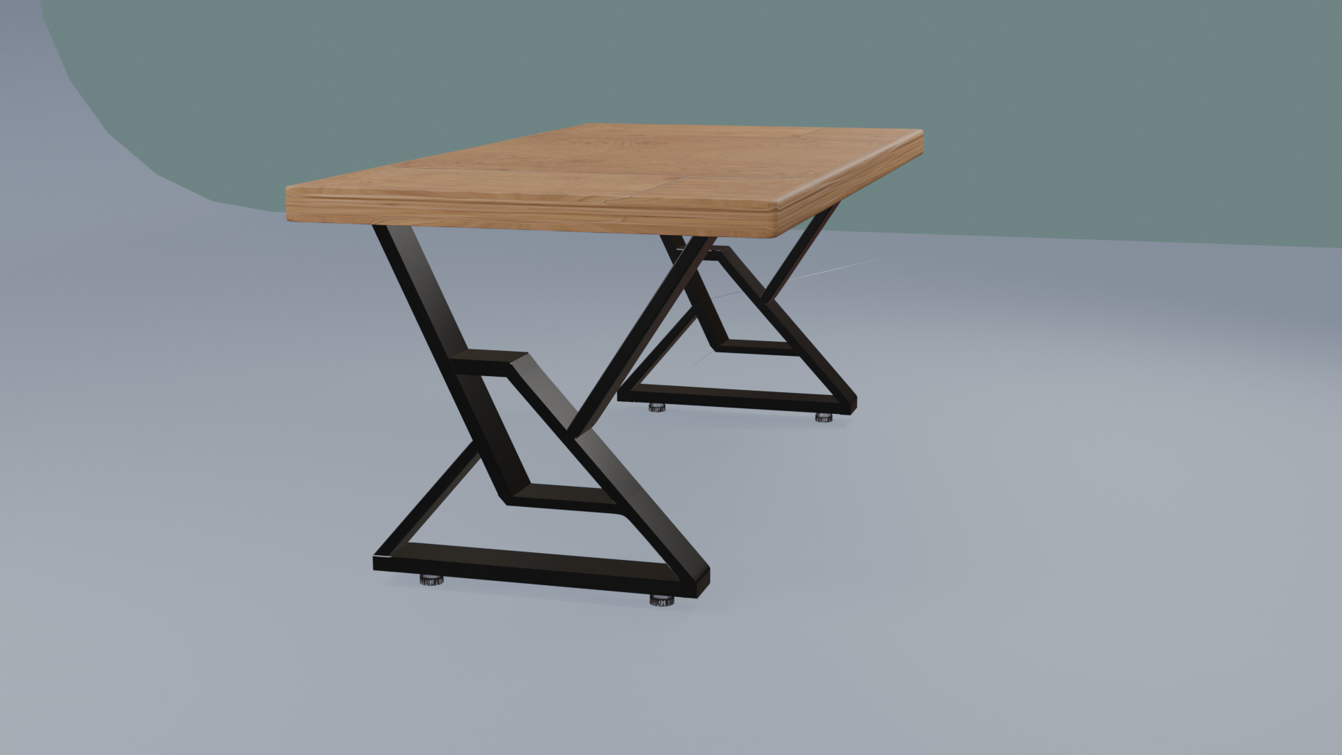 Wooden table with metal legs dining table coffe table 3D model_10