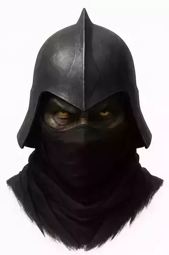 Stylized Masked Warrior Bust Model
