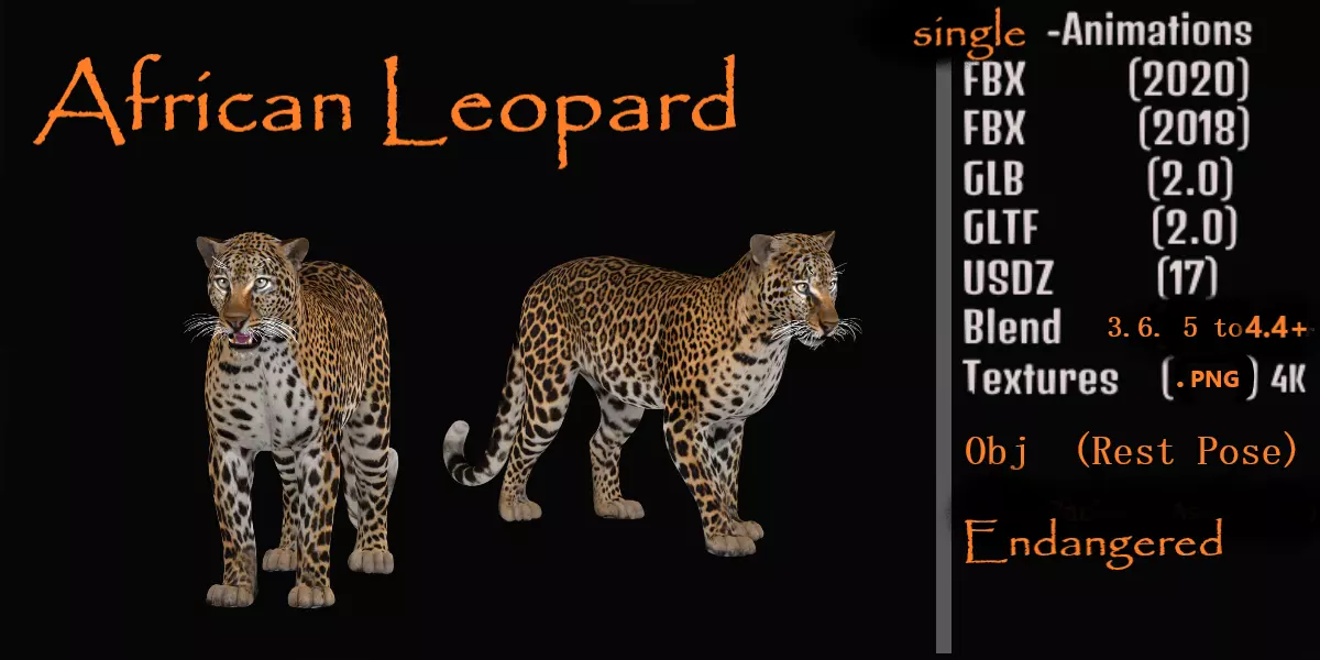 African  Leopard Low-poly 3D model_0
