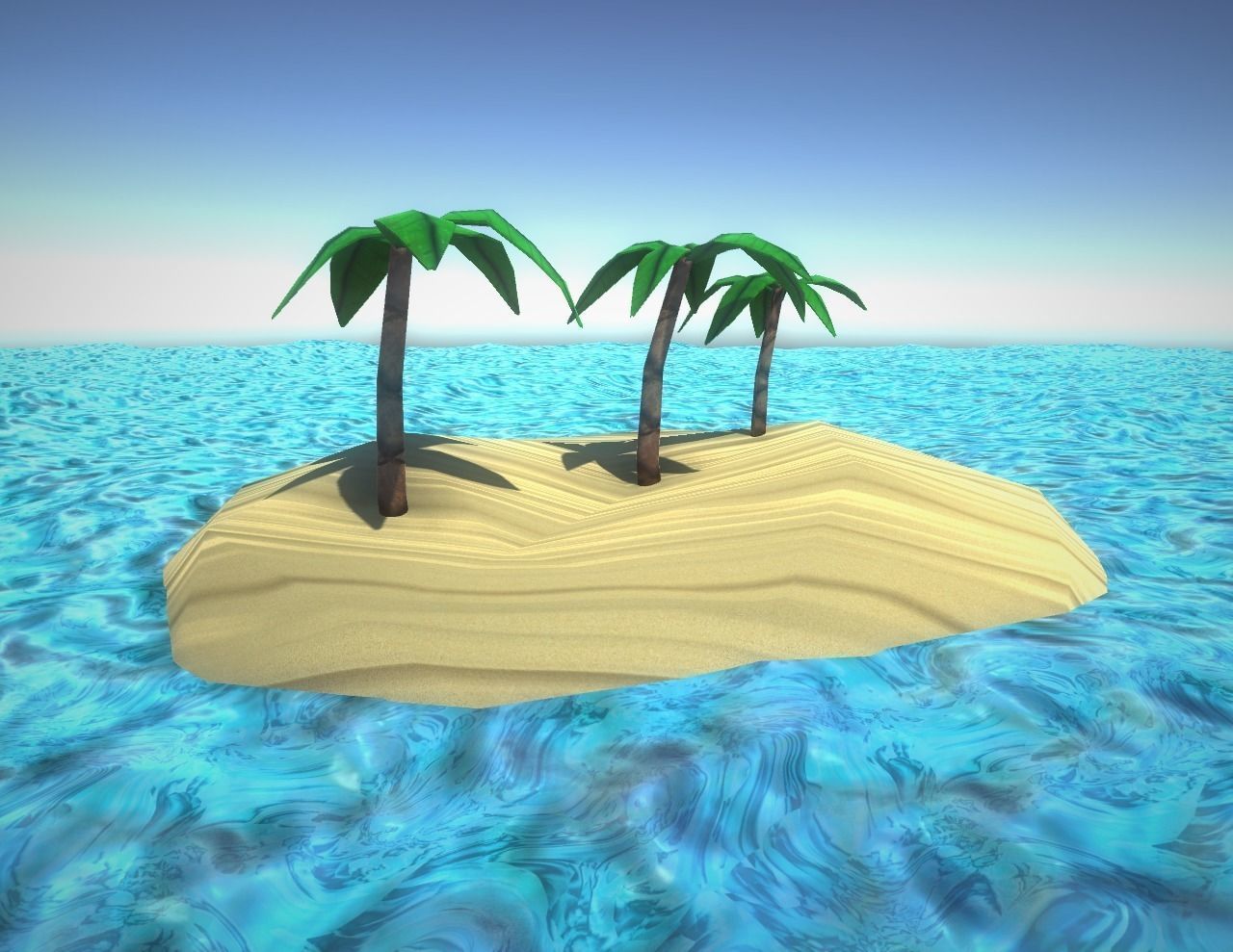 Little Island with Palm Tree Low-Poly Low-poly 3D model