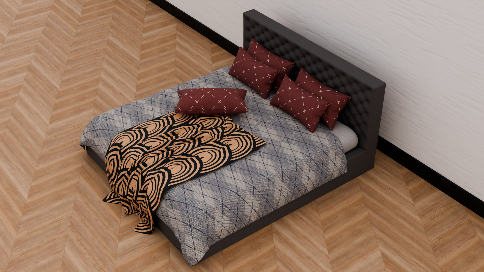 High - Poly Bed 3D Model High Poly Free 3D model_7