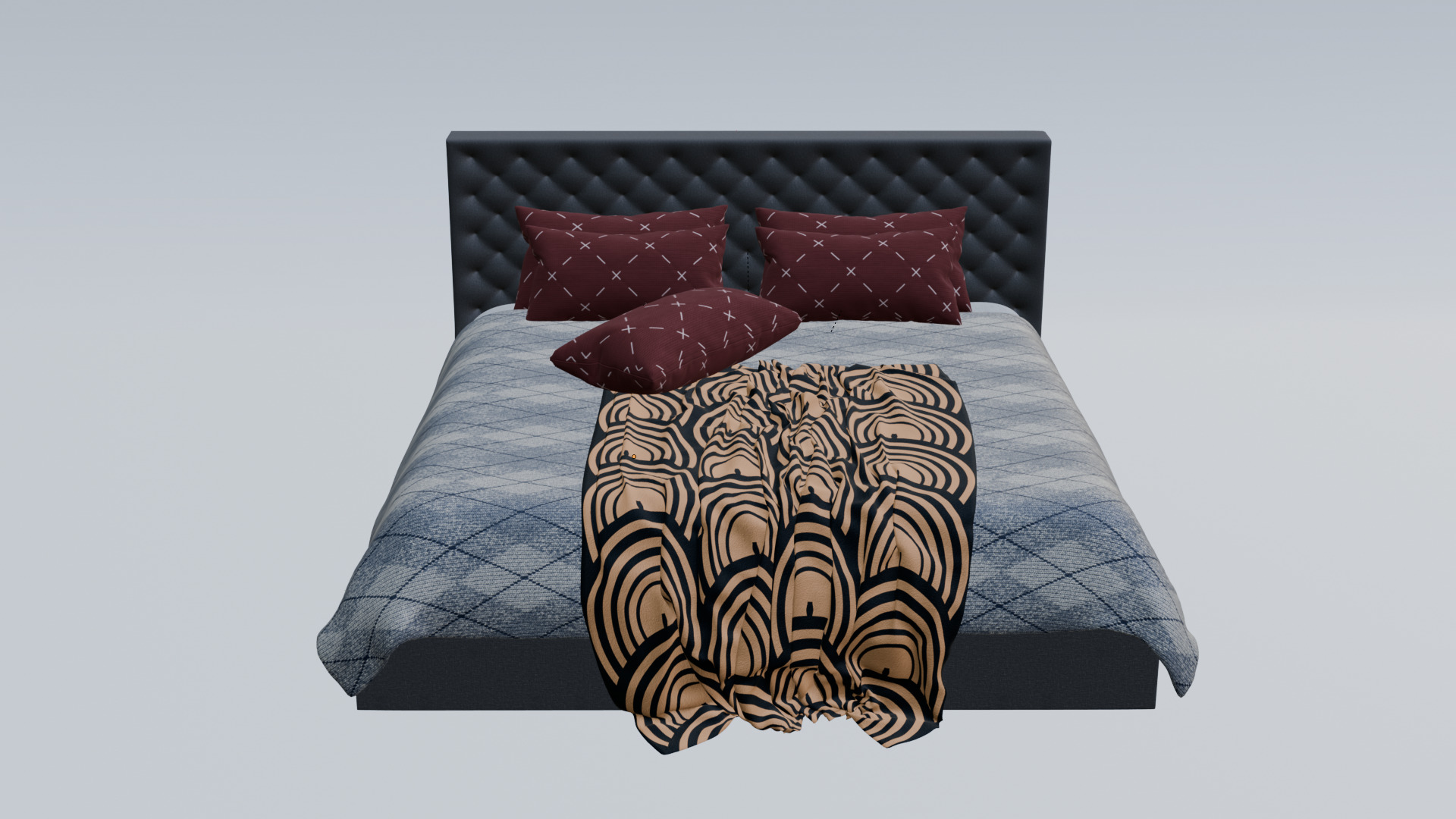 High - Poly Bed 3D Model High Poly Free 3D model_1