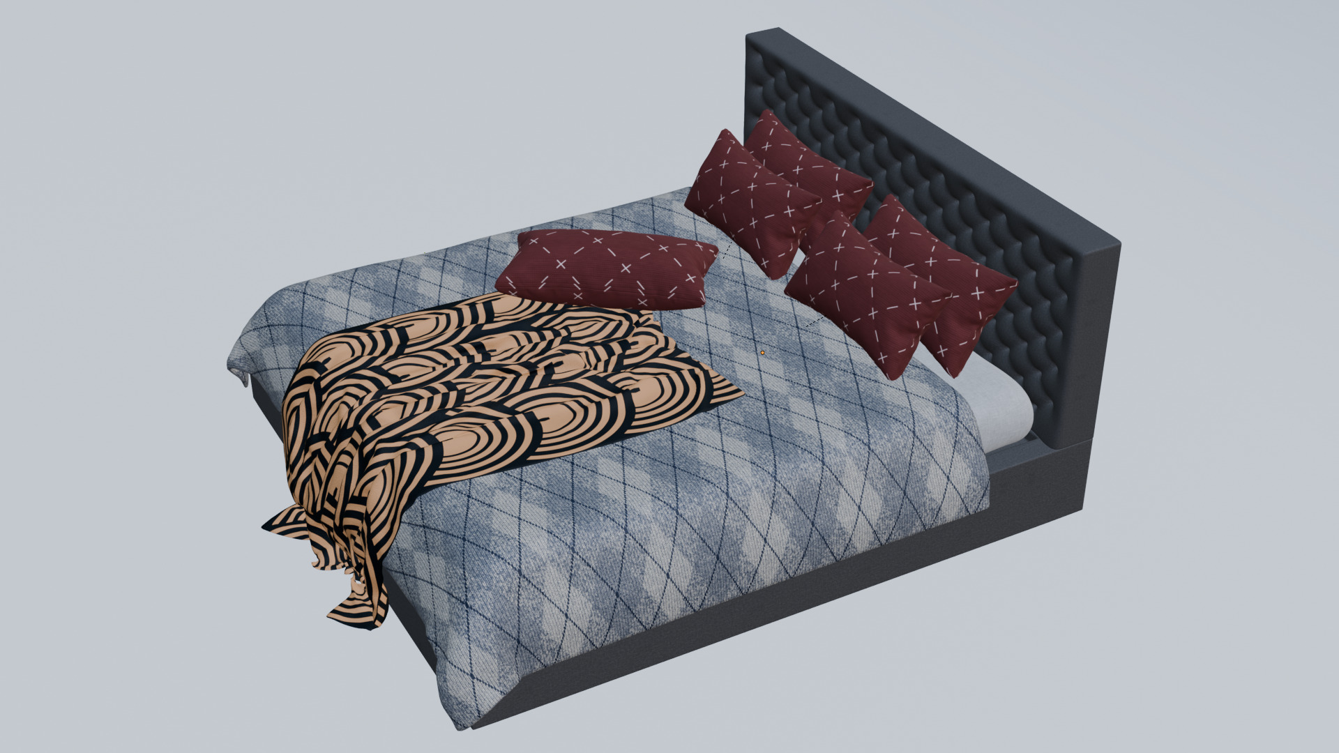 High - Poly Bed 3D Model High Poly Free 3D model_3