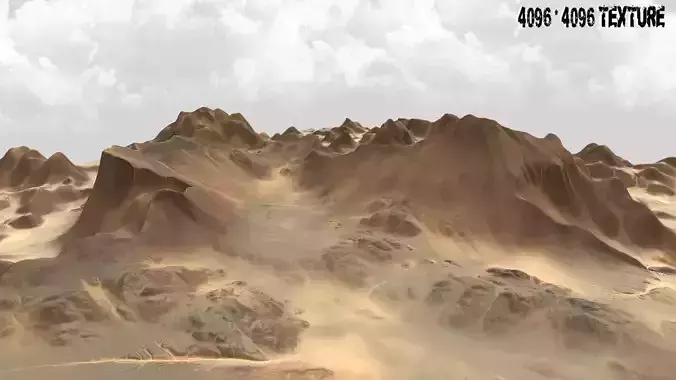 Terrain desert with mountains and clouds