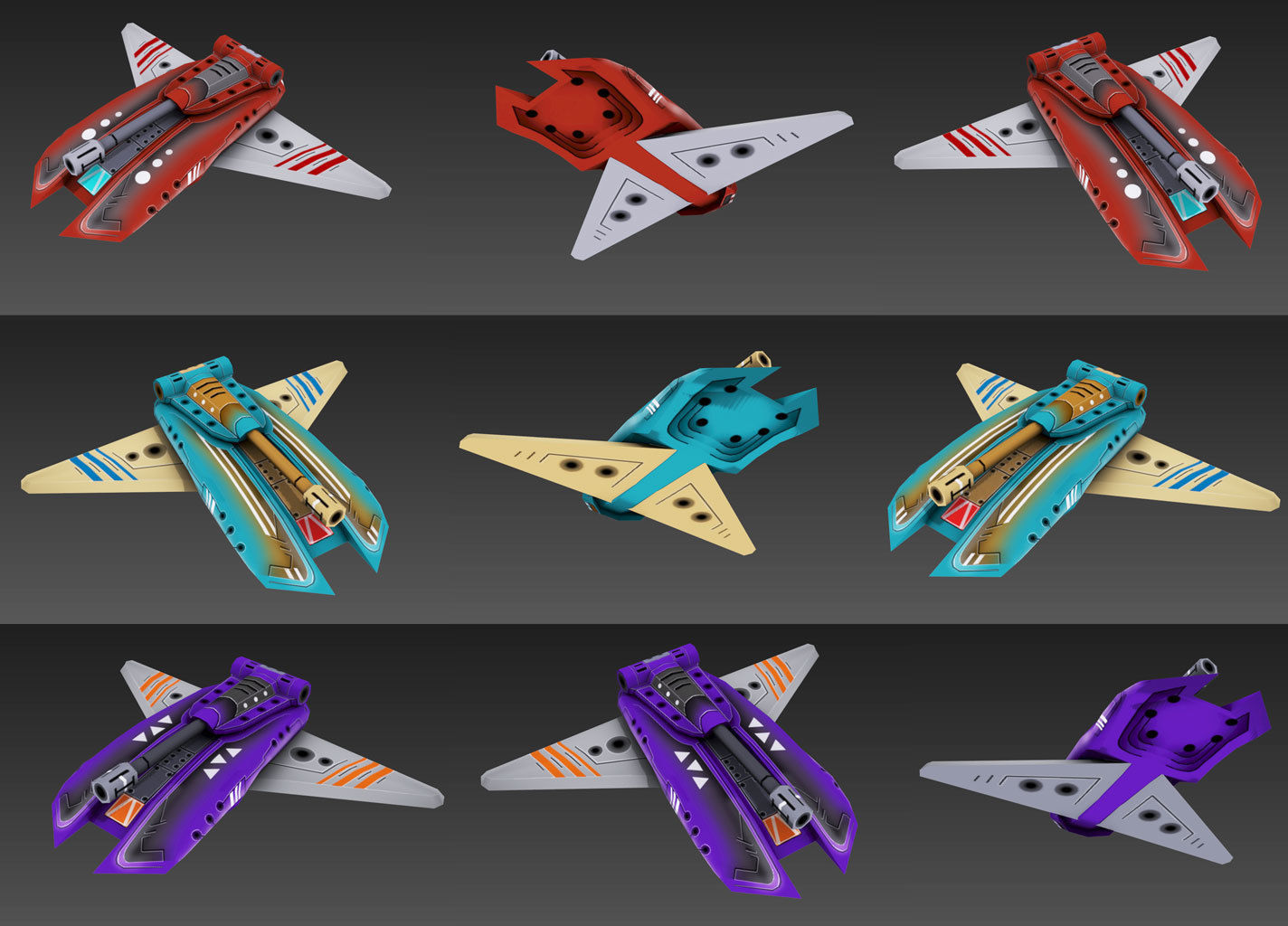 Big Toon SciFi Star Ships Low-poly 3D model_9