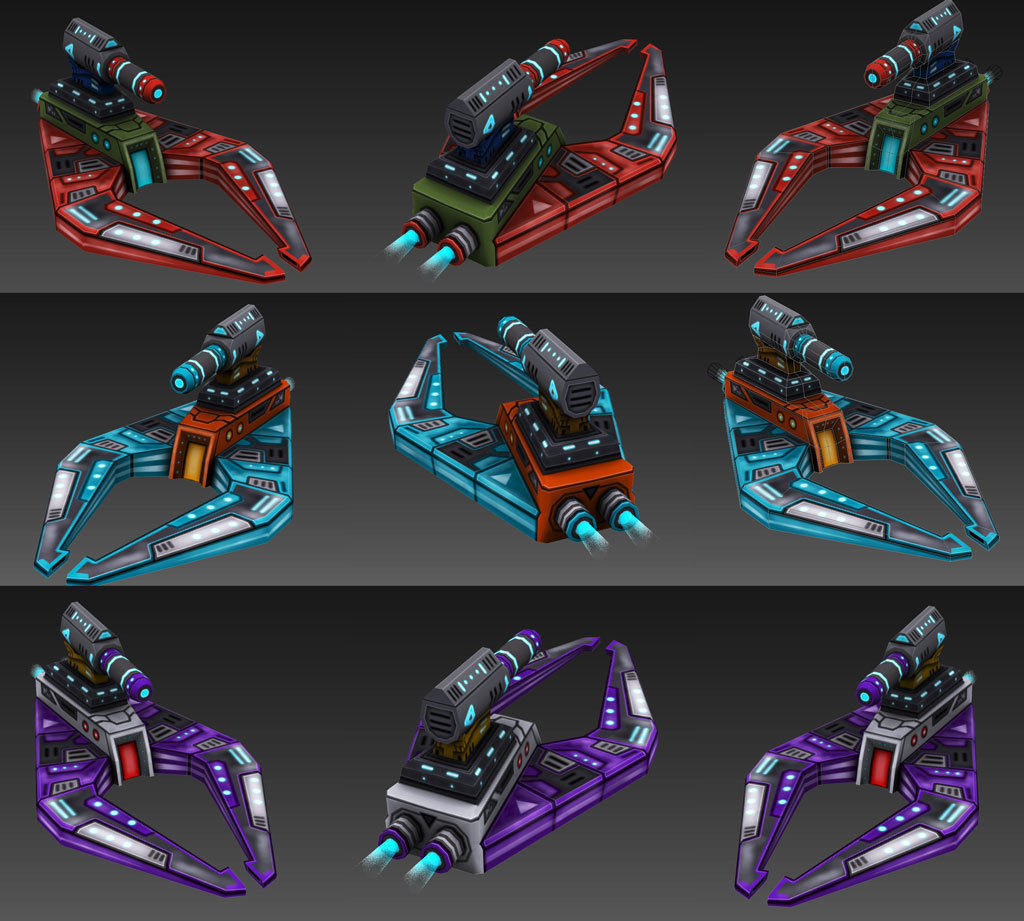 Big Toon SciFi Star Ships Low-poly 3D model_6