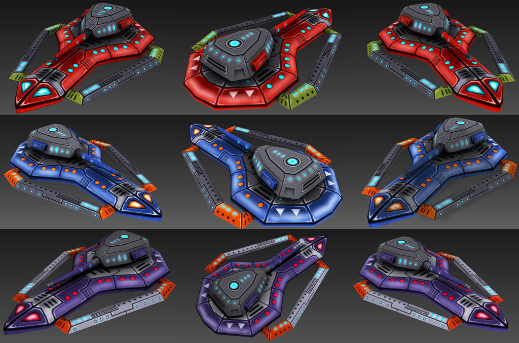 Big Toon SciFi Star Ships Low-poly 3D model_3
