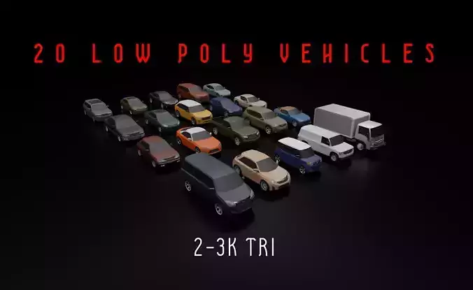 Low Poly Car Pack - 20 VEHICLES