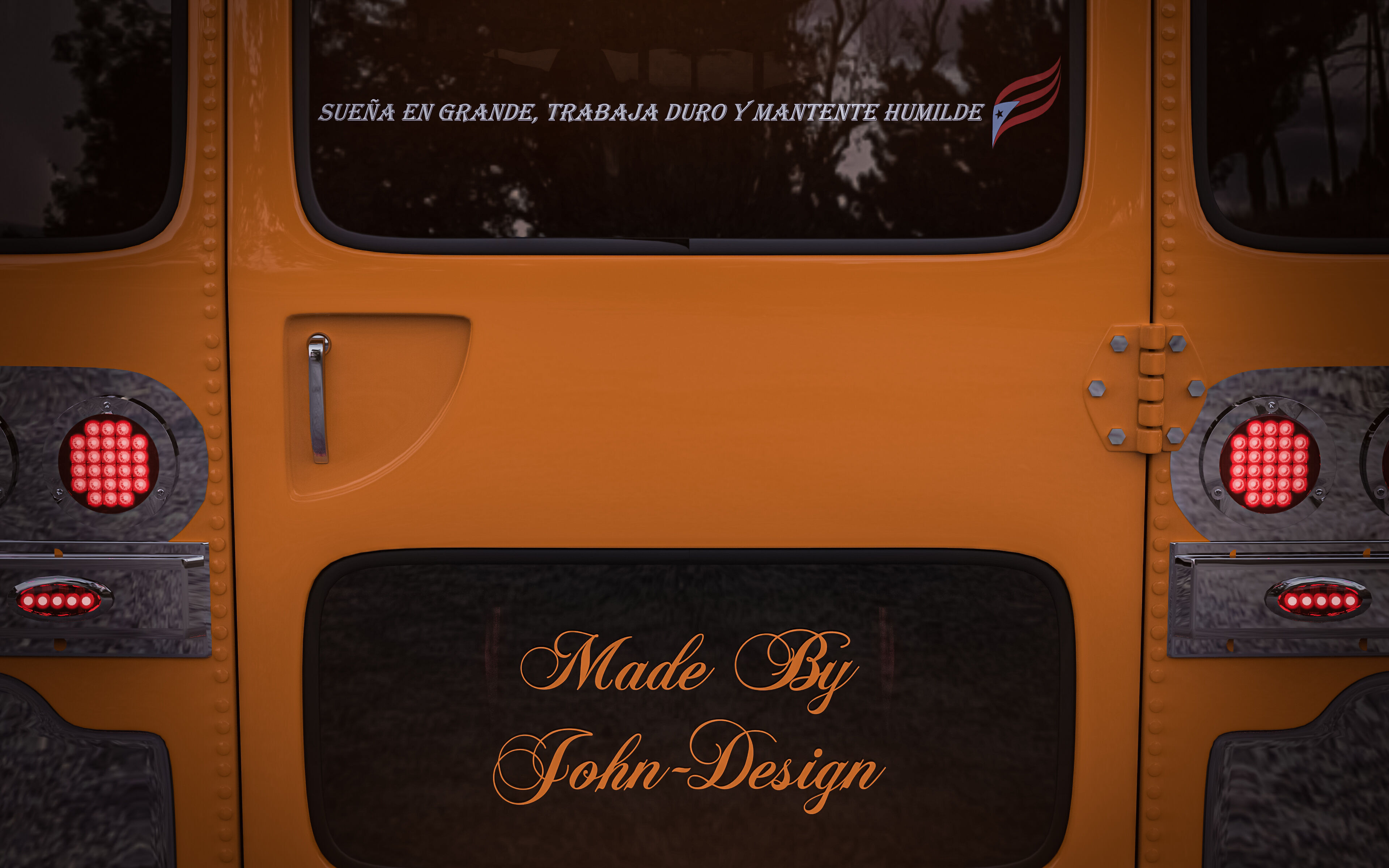 International School Bus Custom 3D model_7