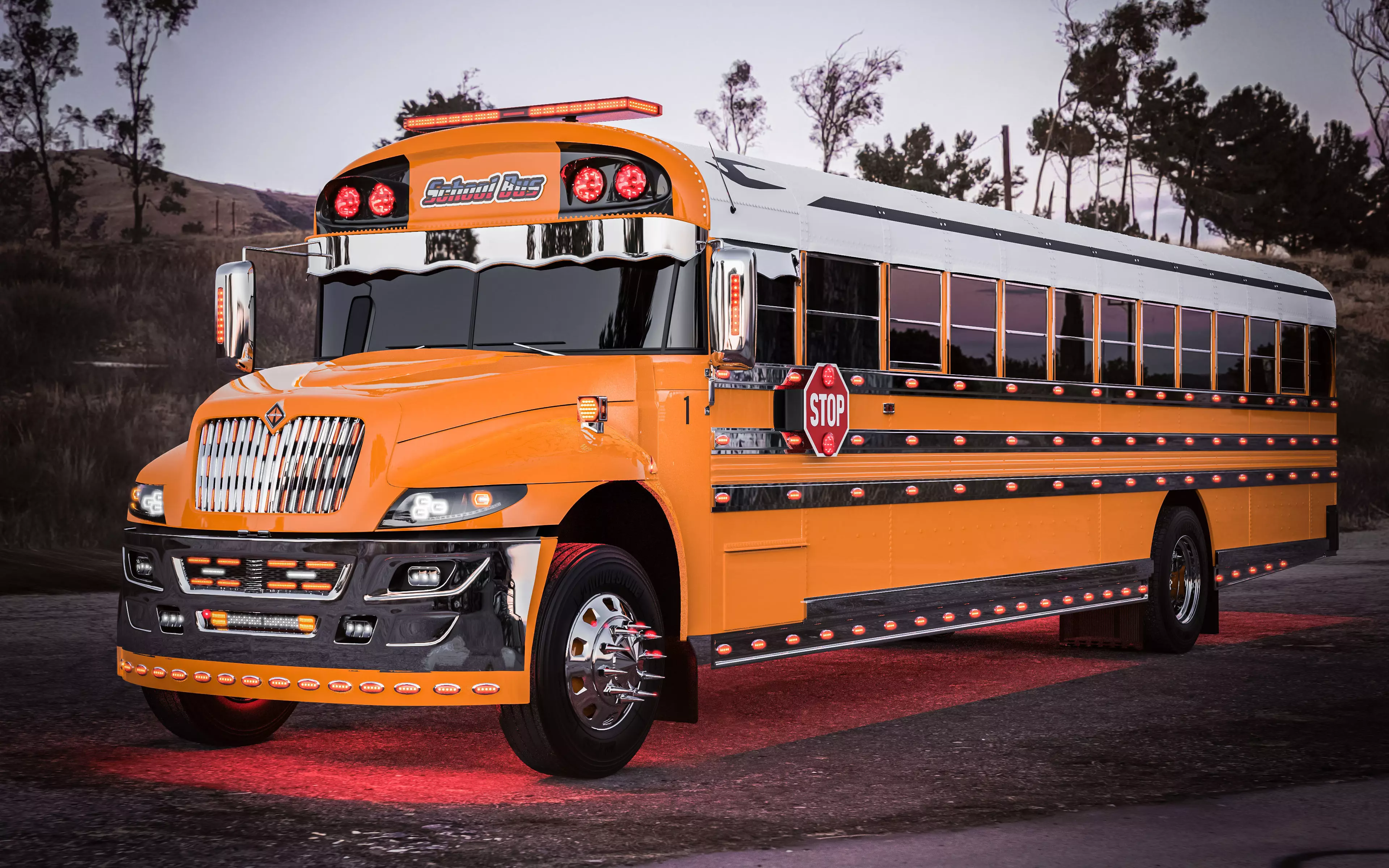 International School Bus Custom 3D model_0