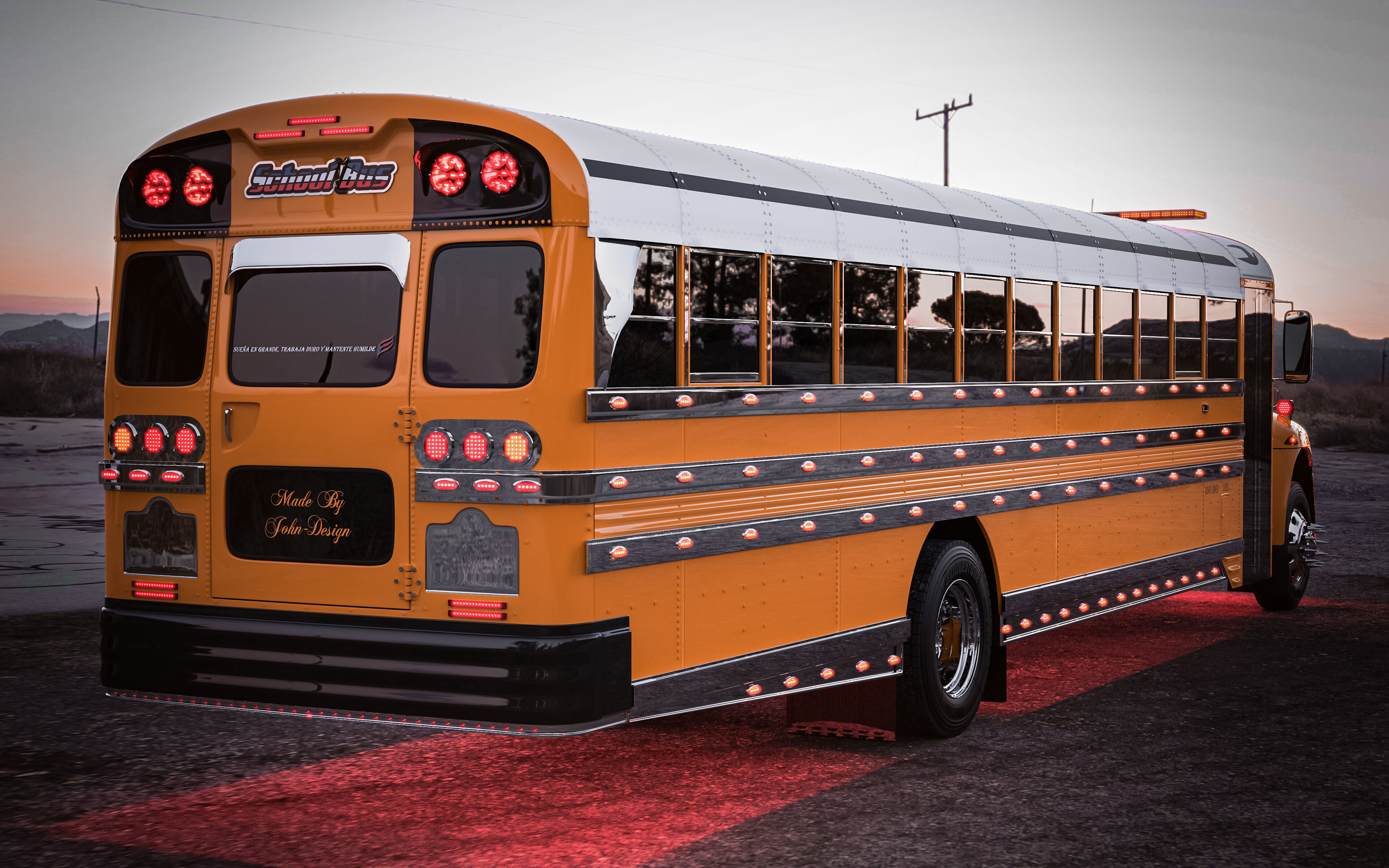 International School Bus Custom 3D model_4