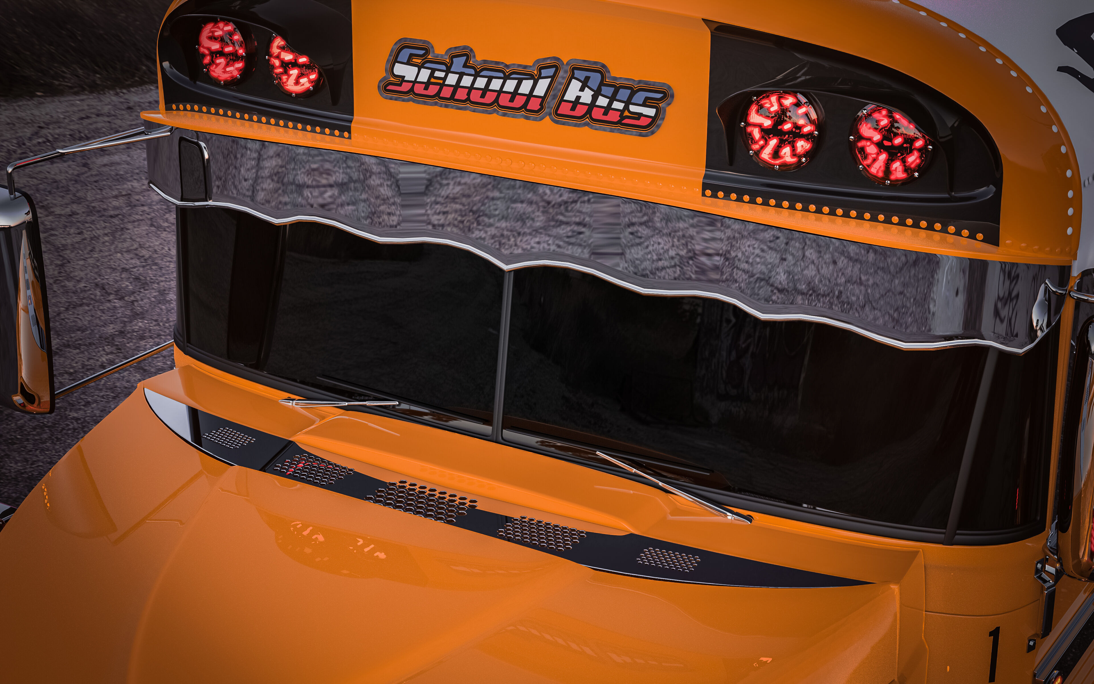 International School Bus Custom 3D model_2