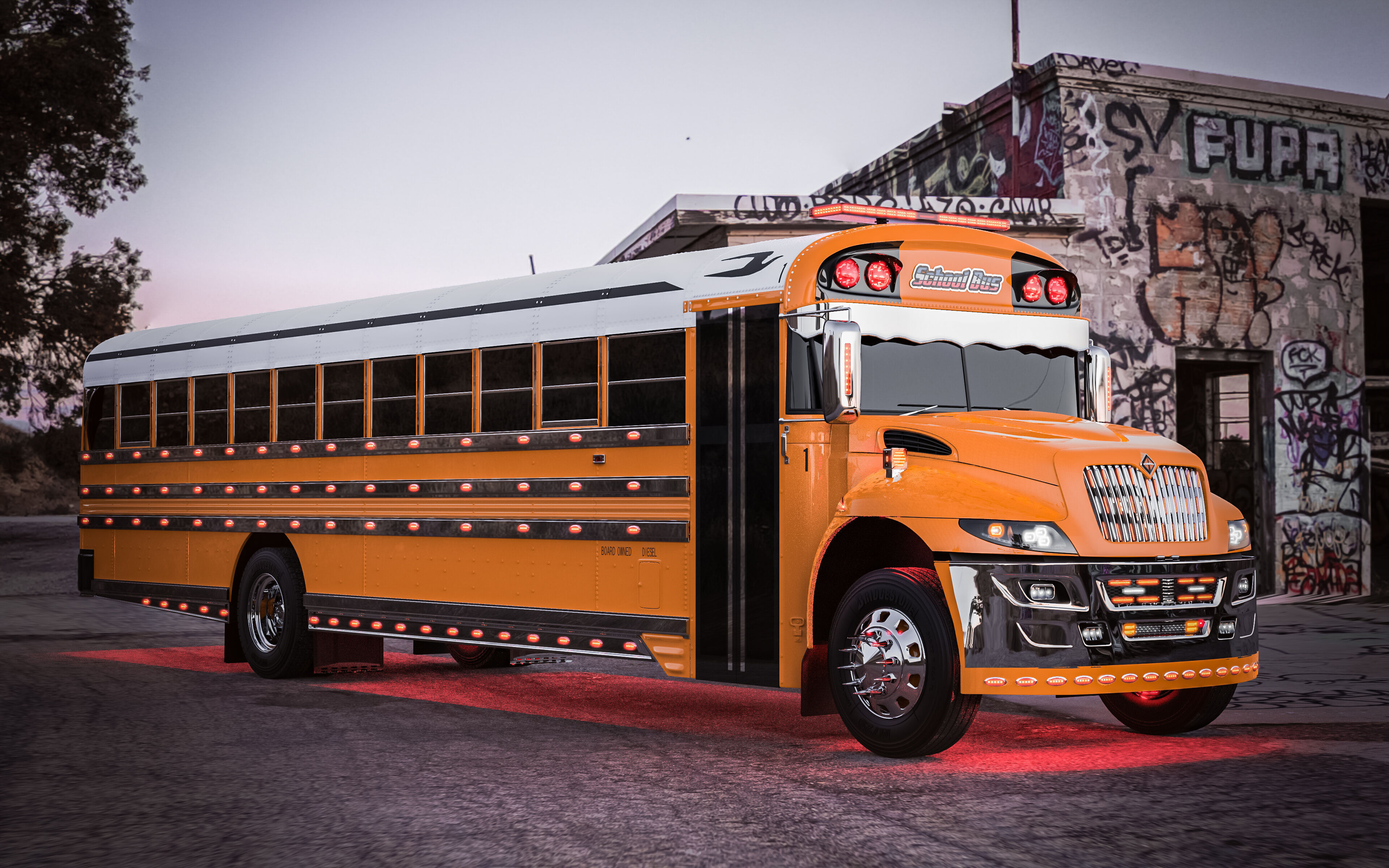 International School Bus Custom 3D model_3