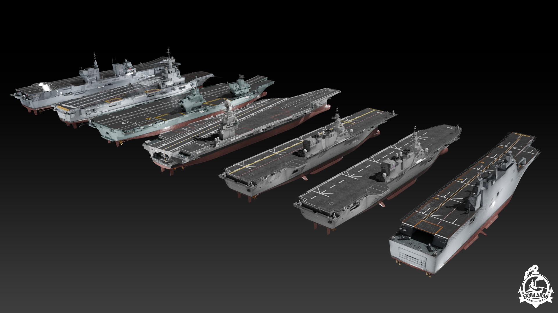 Modern aircraft carriers 3D Model Collection_9