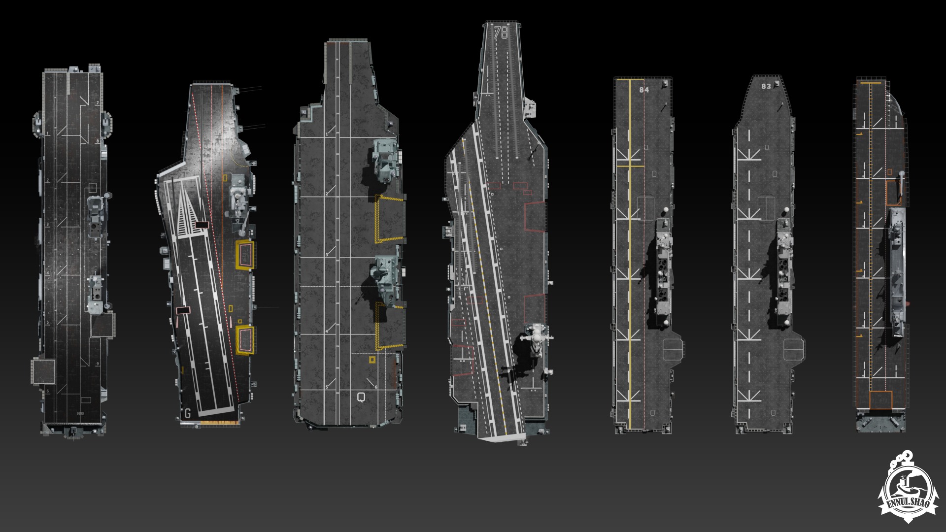 Modern aircraft carriers 3D Model Collection_12