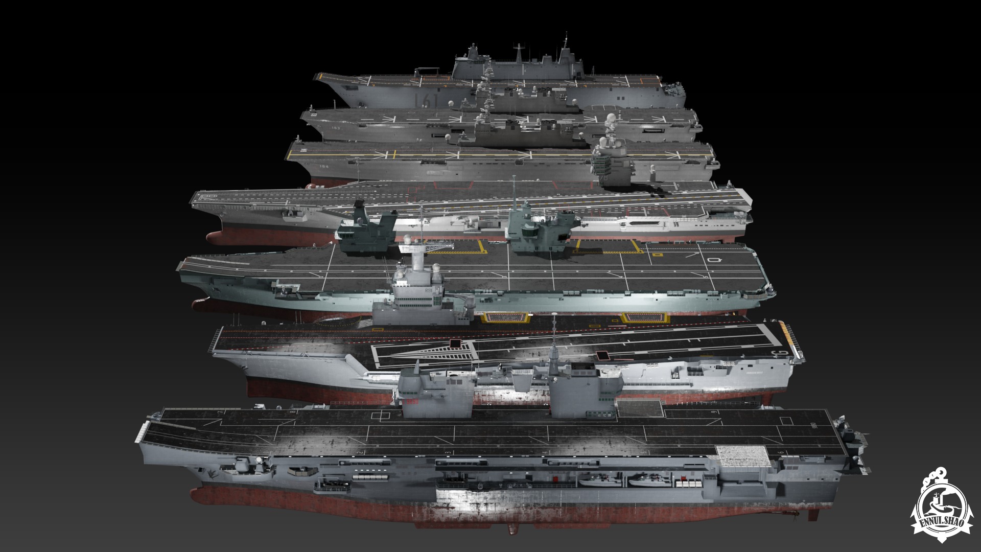 Modern aircraft carriers 3D Model Collection_11