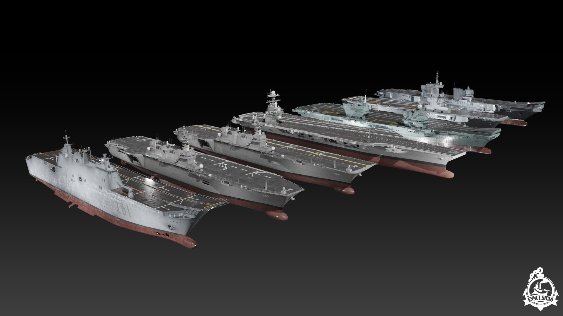 Modern aircraft carriers 3D Model Collection_8
