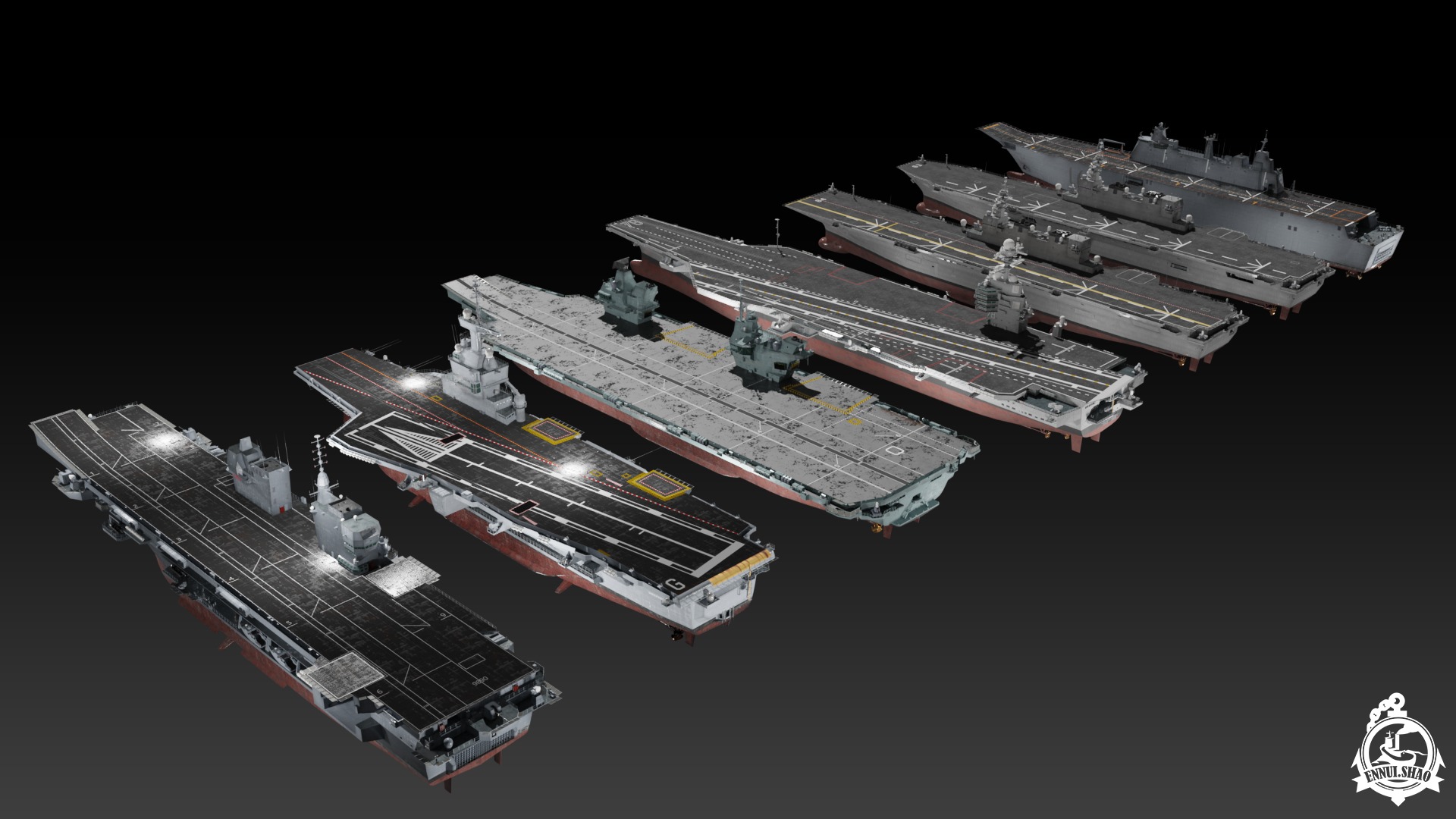 Modern aircraft carriers 3D Model Collection_10