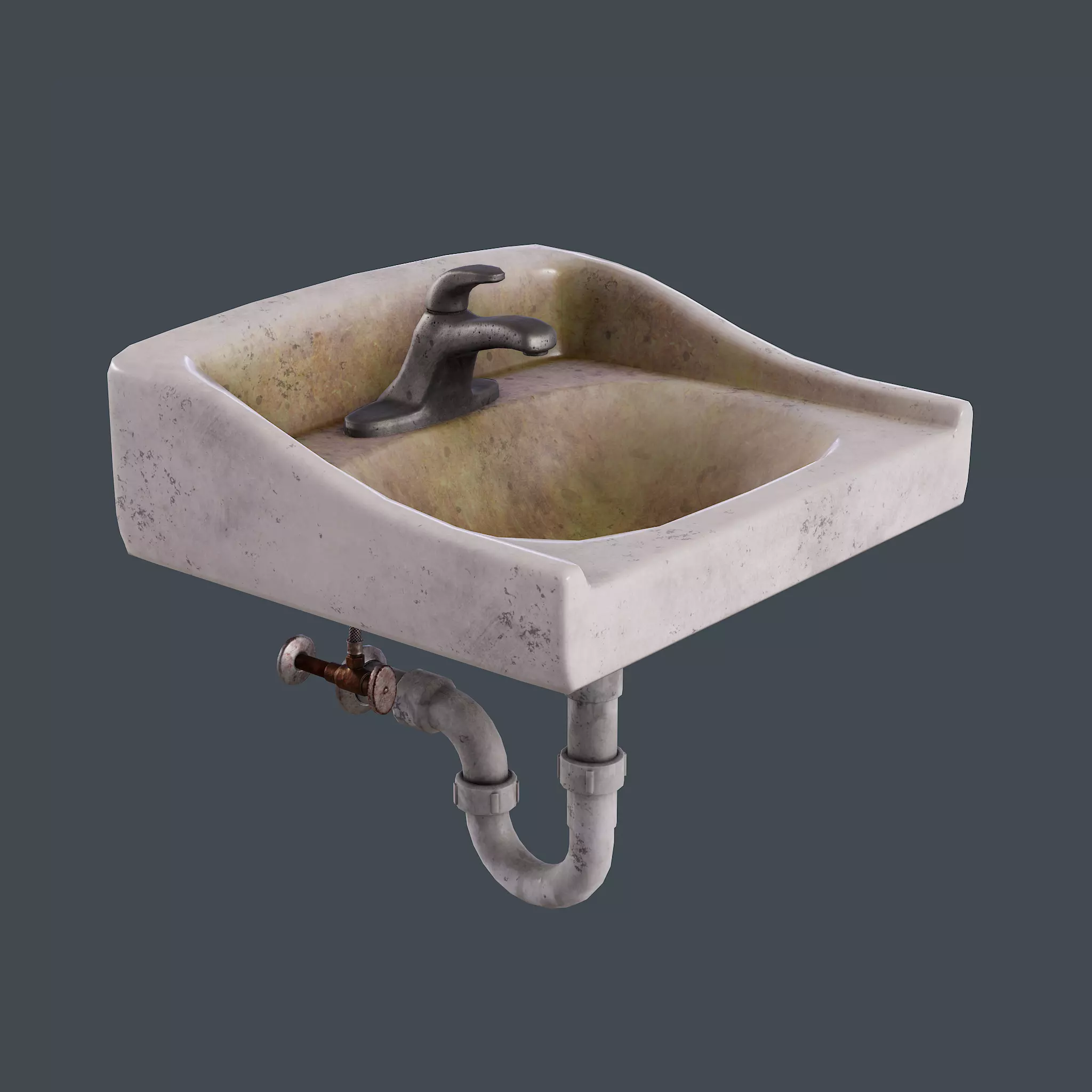 Dirty Bathroom Sink - PBR Game Ready Low-poly 3D model