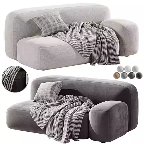 Straight sofa ribbl 1 3D model