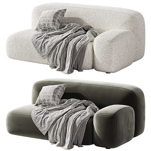 Straight sofa ribbl 1 3D model 4