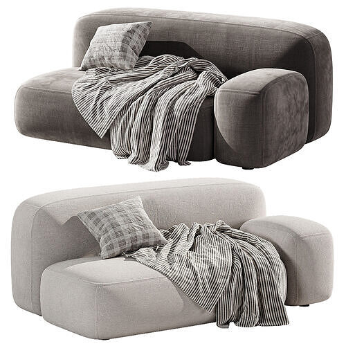 Straight sofa ribbl 1 3D model 5
