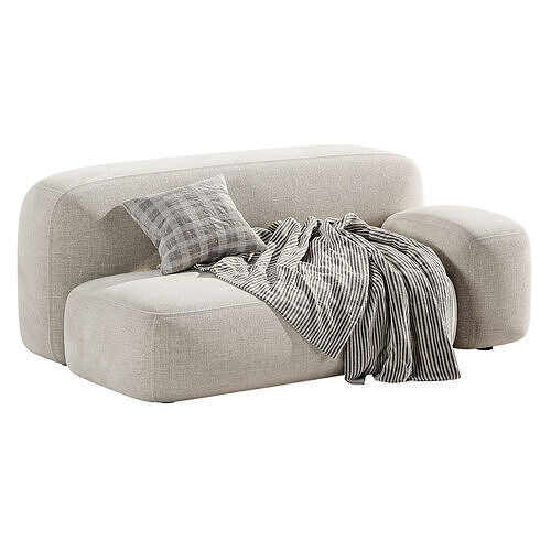 Straight sofa ribbl 1 3D model 2