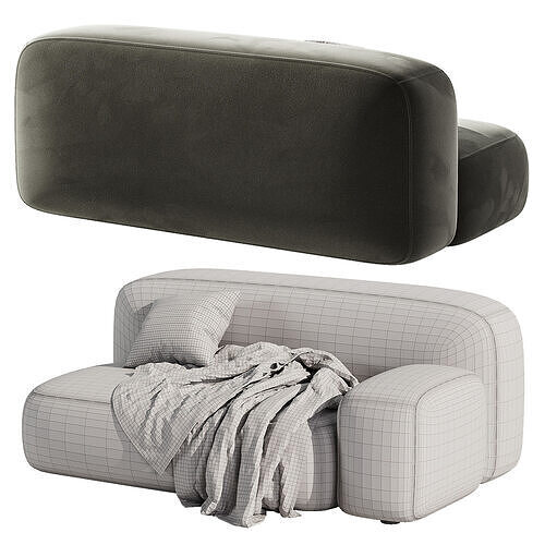Straight sofa ribbl 1 3D model 6