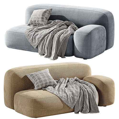 Straight sofa ribbl 1 3D model 3