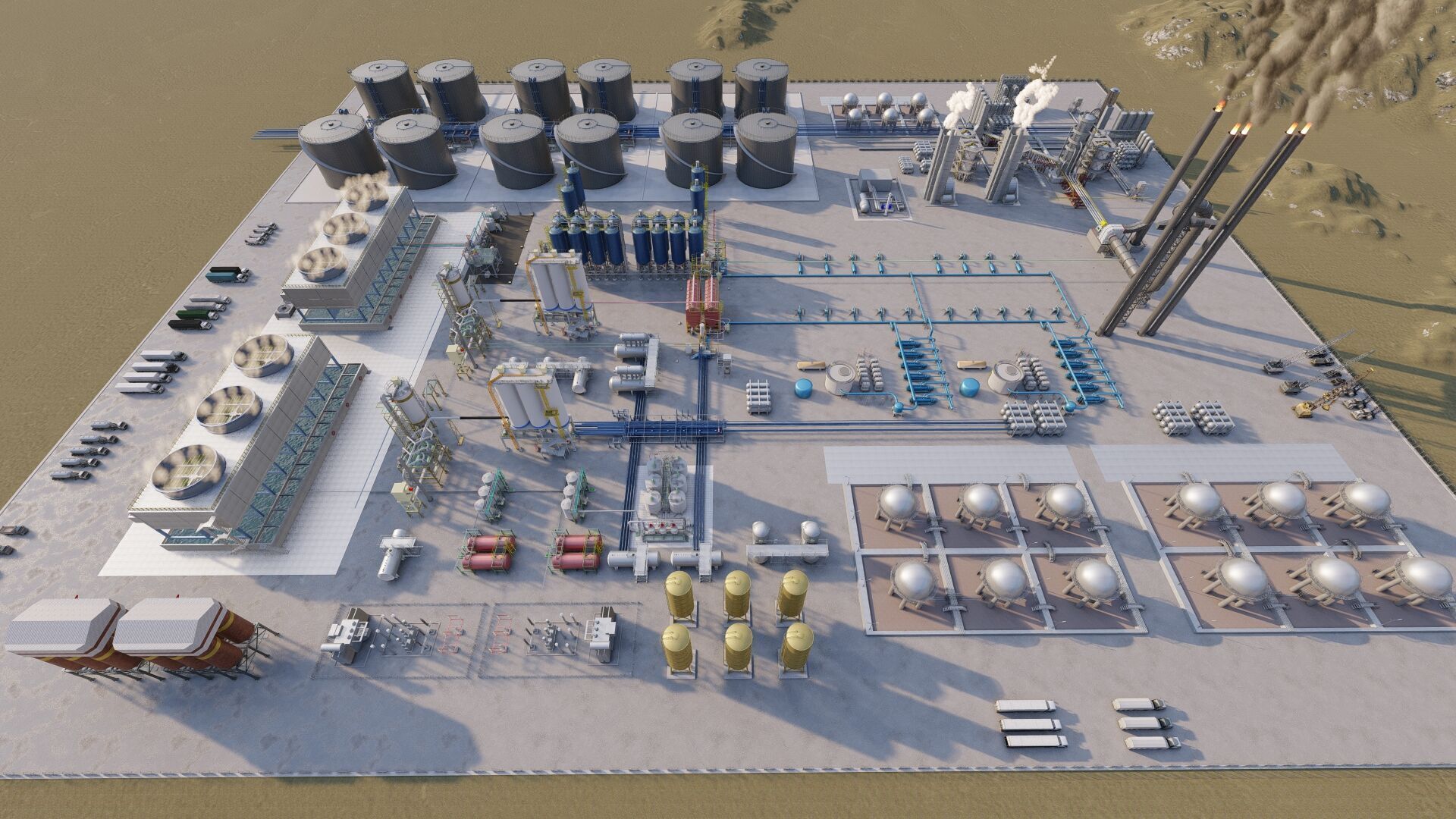 Petrochemical-Complex and Oil Gas Rig-Refinery power plant 3D model_16