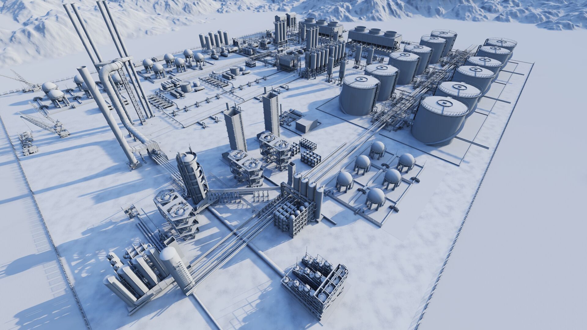 Petrochemical-Complex and Oil Gas Rig-Refinery power plant 3D model_12