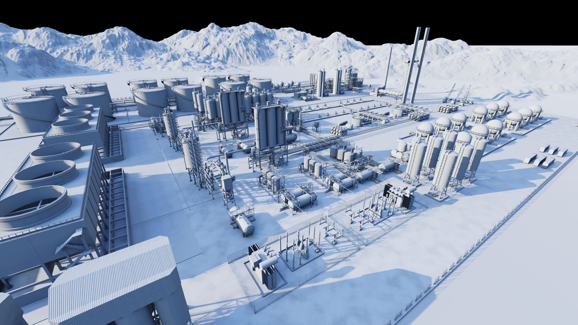 Petrochemical-Complex and Oil Gas Rig-Refinery power plant 3D model_21