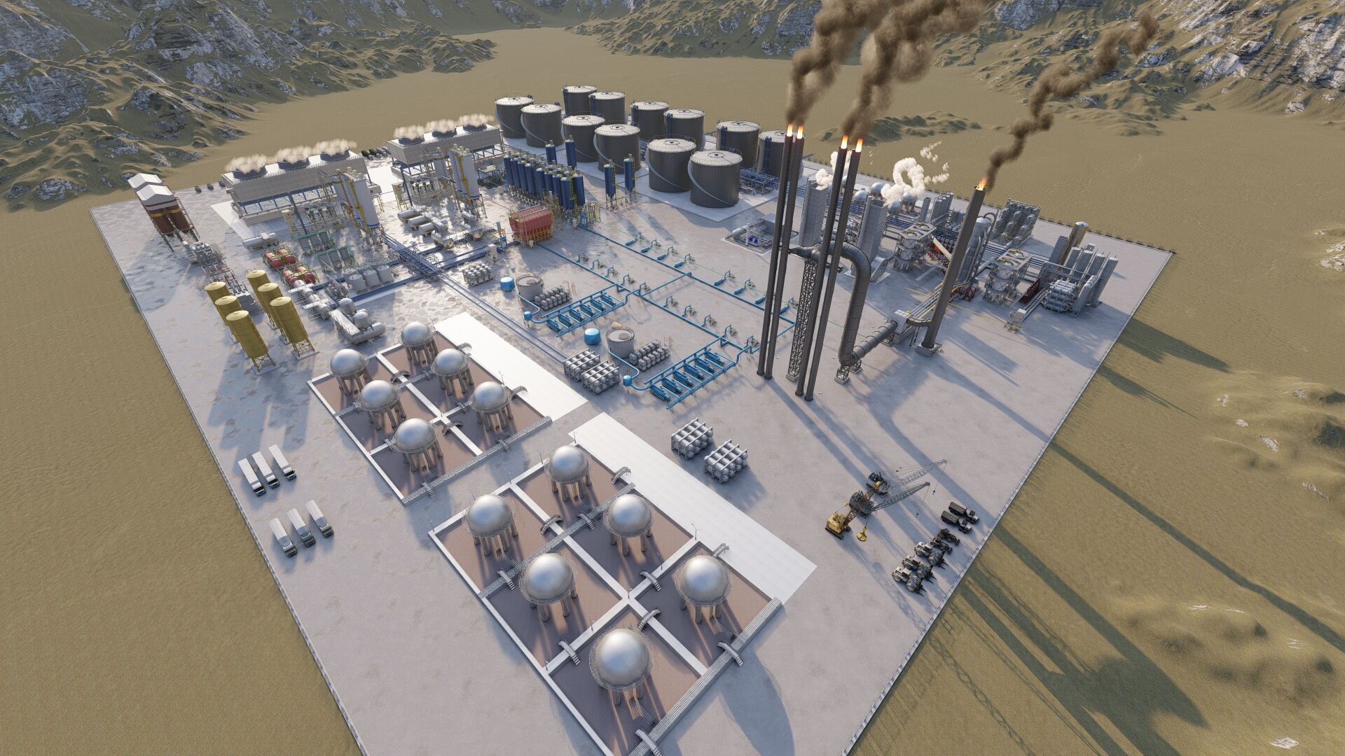 Petrochemical-Complex and Oil Gas Rig-Refinery power plant 3D model_7