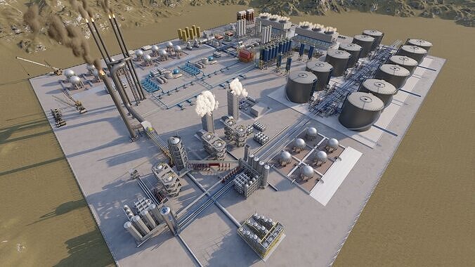 Petrochemical-Complex and Oil Gas Rig-Refinery power plant 3D model