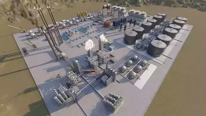 Petrochemical-Complex and Oil Gas Rig-Refinery power plant 3D model