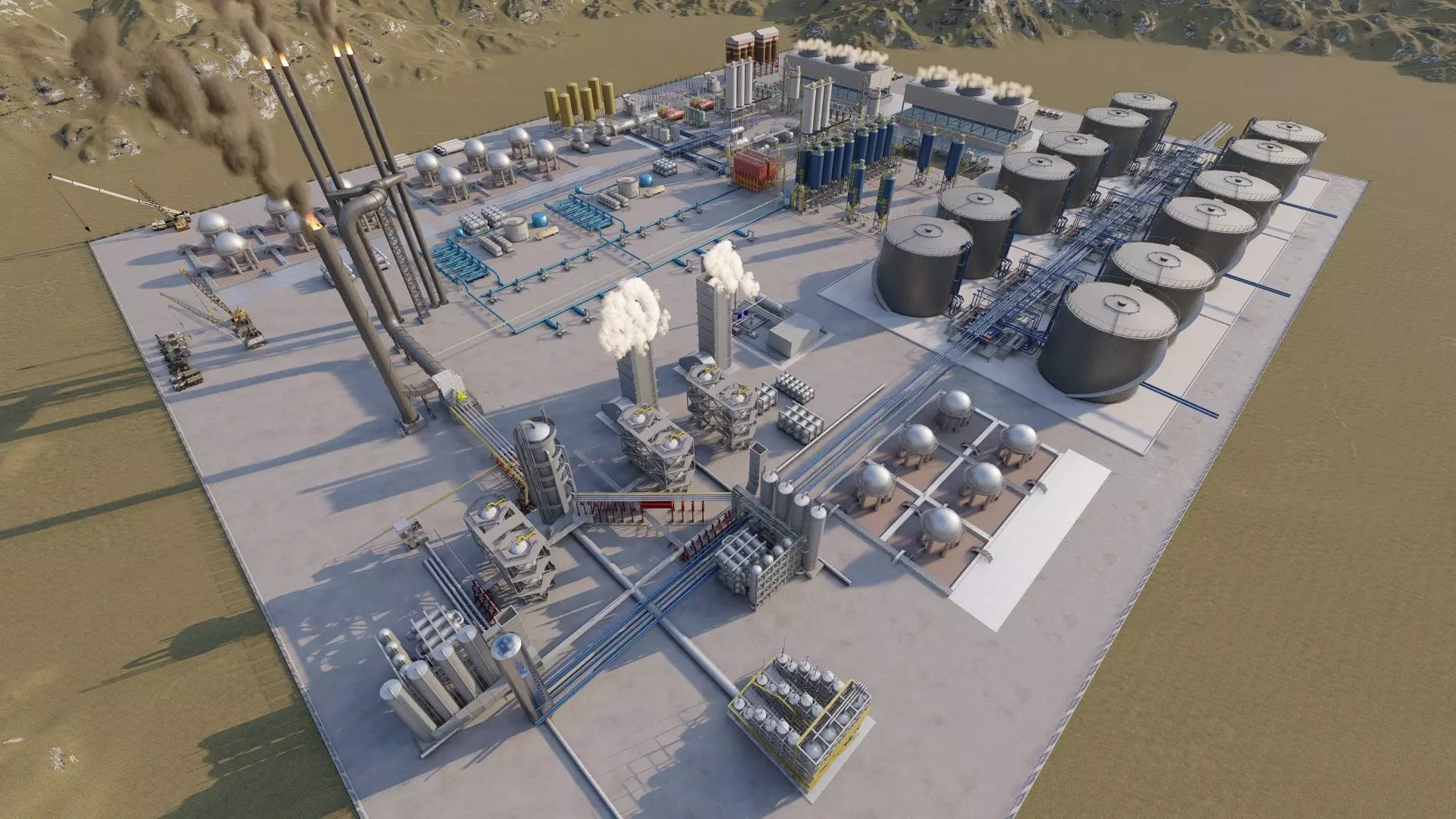 Petrochemical-Complex and Oil Gas Rig-Refinery power plant 3D model_0