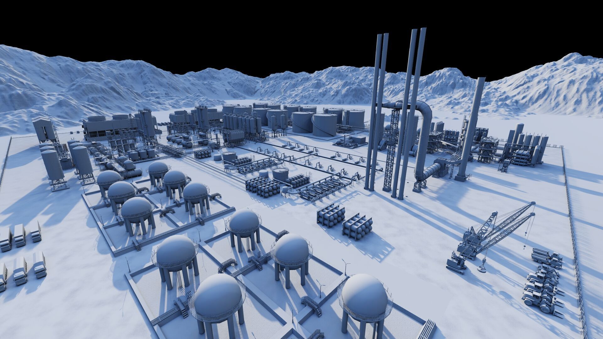 Petrochemical-Complex and Oil Gas Rig-Refinery power plant 3D model_18