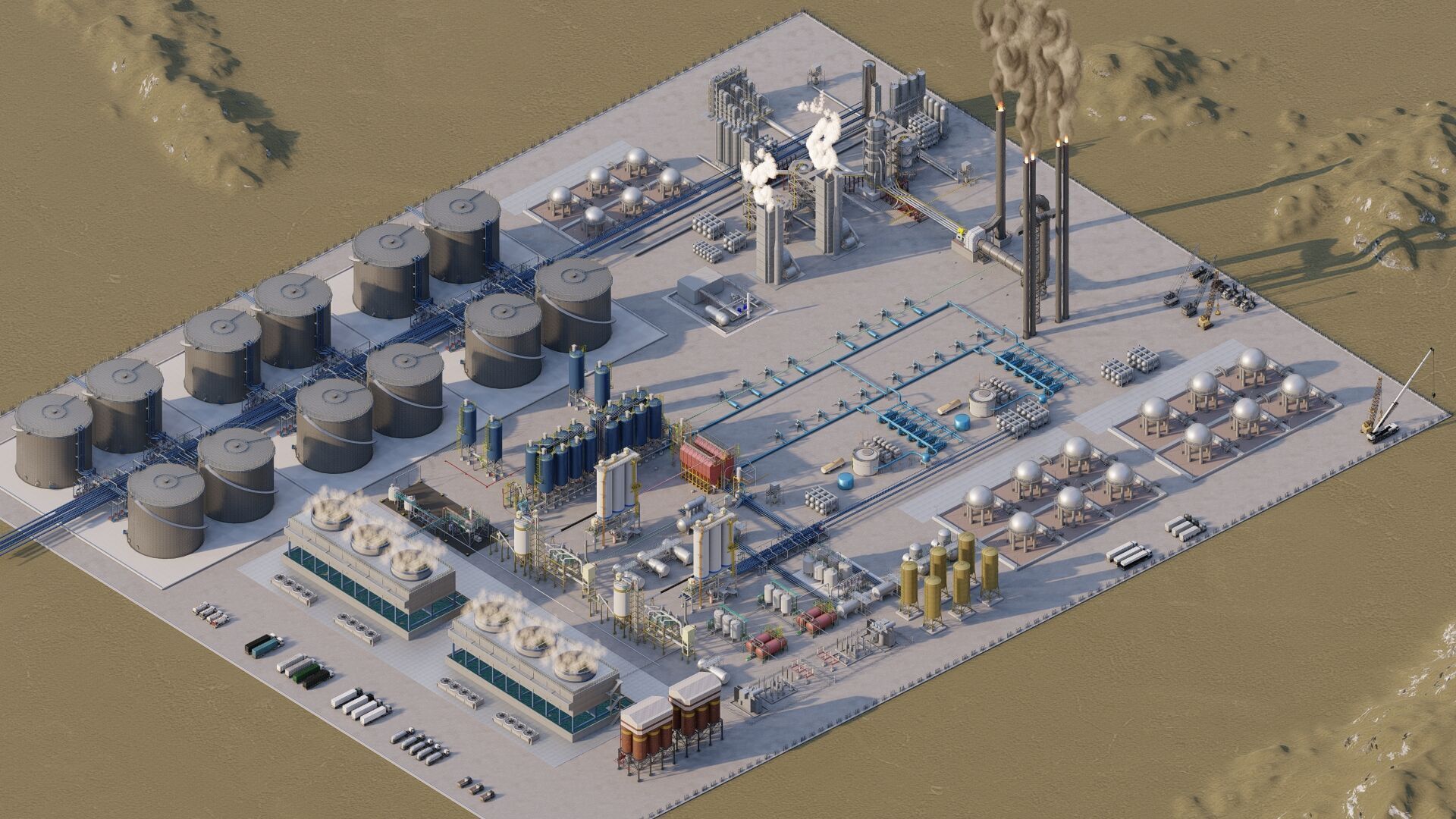 Petrochemical-Complex and Oil Gas Rig-Refinery power plant 3D model_28